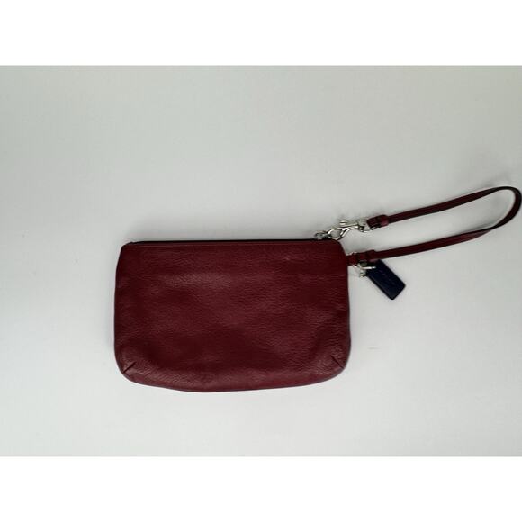 Coach F51683 Crimson Pebbled Leather Park Medium Wristlet SV Red Burgundy - Picture 10 of 13